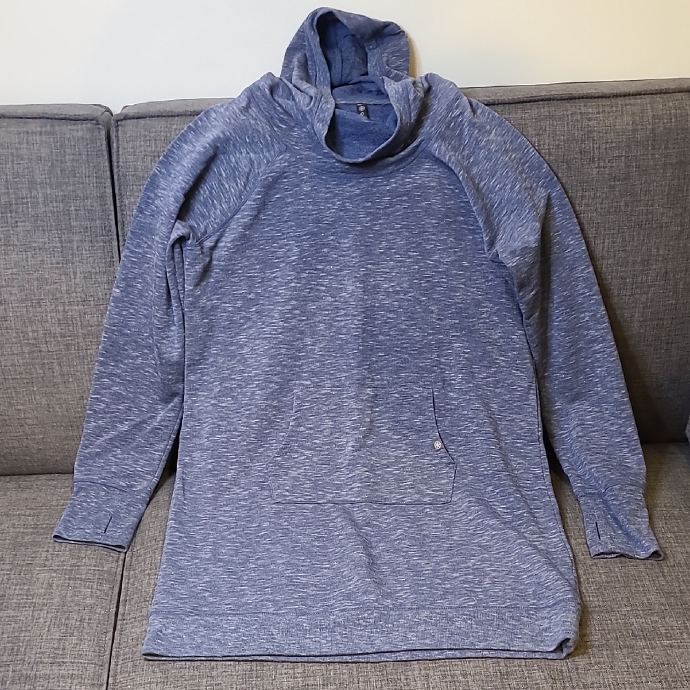 GAIAM Blue Heather Hoodie Dress with Cowl Neck